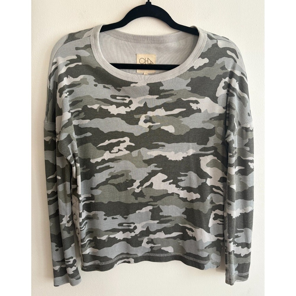 Chaser Nordstrom Camo Gray‎ Green Sweatshirt Cotton Blend Casual Boho Size XS